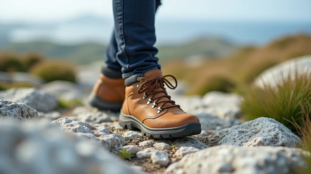 Close-up of hiking boots on white background showing quality footwear for trail walking