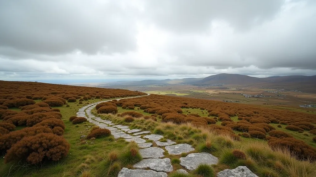 Aerial view of Burren limestone landscape